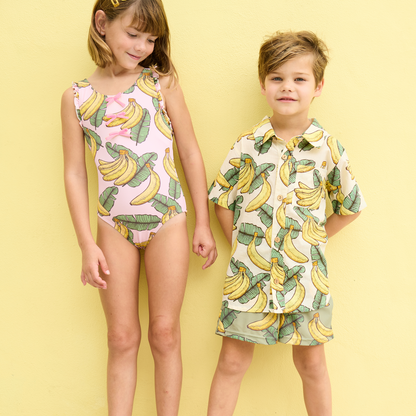 Boys Swim Trunk - Green Banana Leaves