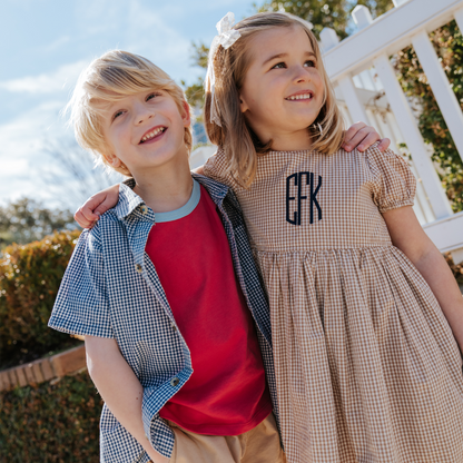 Girls Breyton Dress - Cocoa Gingham