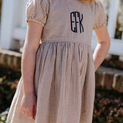 Girls Breyton Dress - Cocoa Gingham