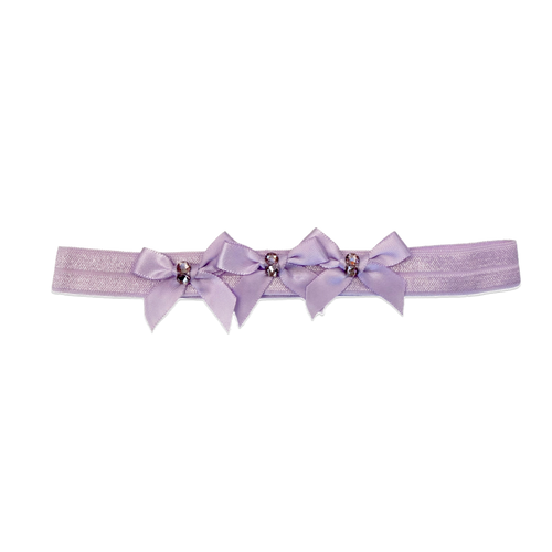 Small Satin Baby Band: Lavender Bows