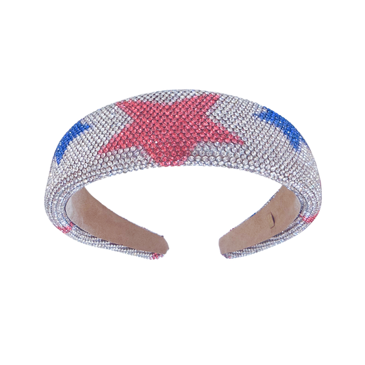 Fully Crystalized Headband - Red and Blue Stars