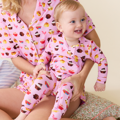 Baby Bamboo Romper - Pink Cupcakes