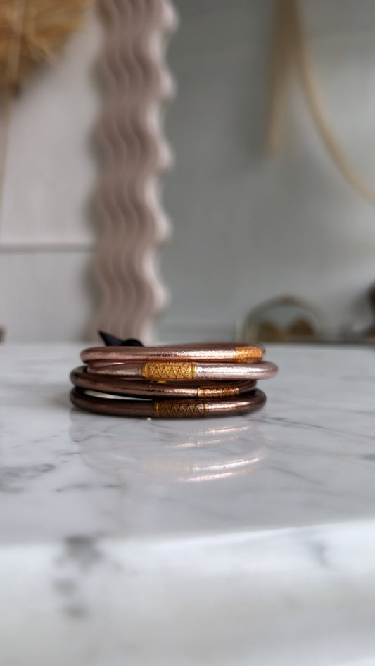 BuDhaGirl: Fawn All Weather Bangle(set of 4)- Serenity Prayer