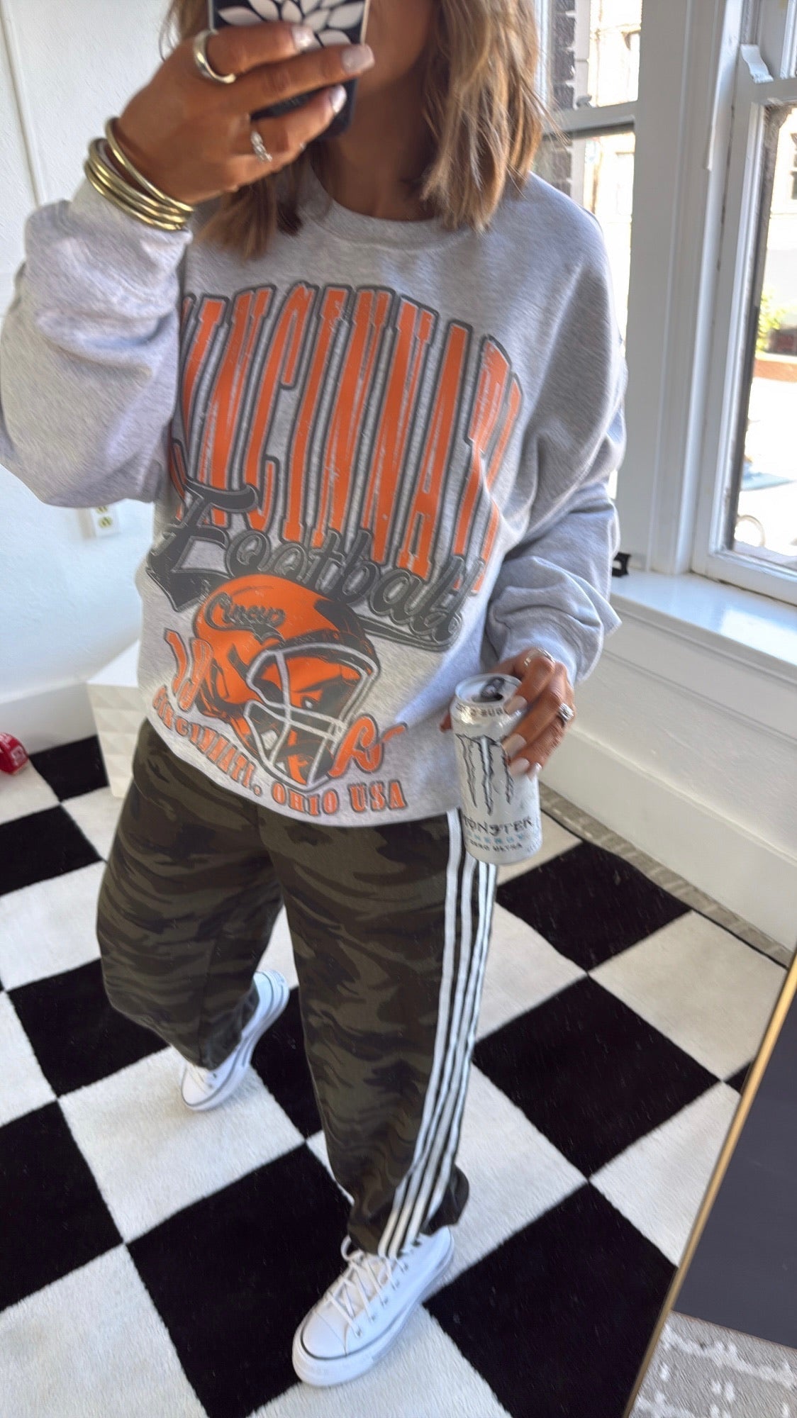 90's Cincinnati Football Oversized Sweatshirt, Grey