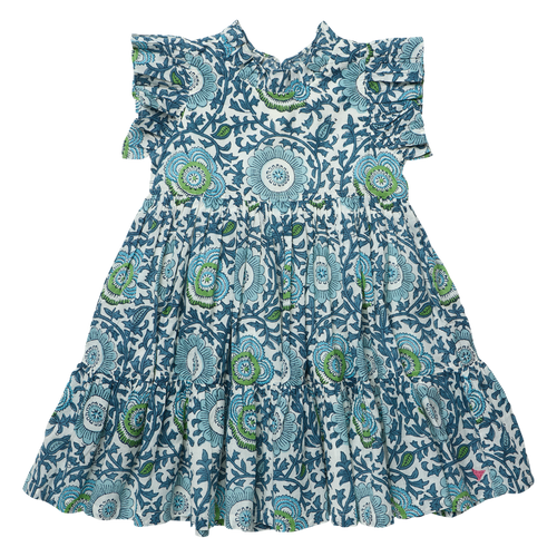 Girls Jennifer Dress - Blue Lisbon Floral