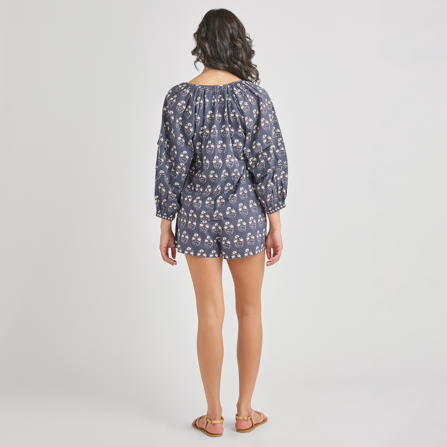 Womens Ava Top - Navy Strawflower