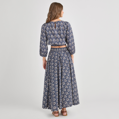 Womens Sunita Top - Navy Strawflower