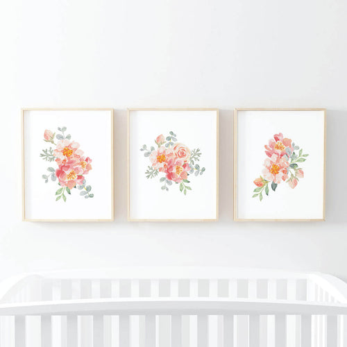 Ella's Dusty Rose Floral Digital Nursery Art Bundle