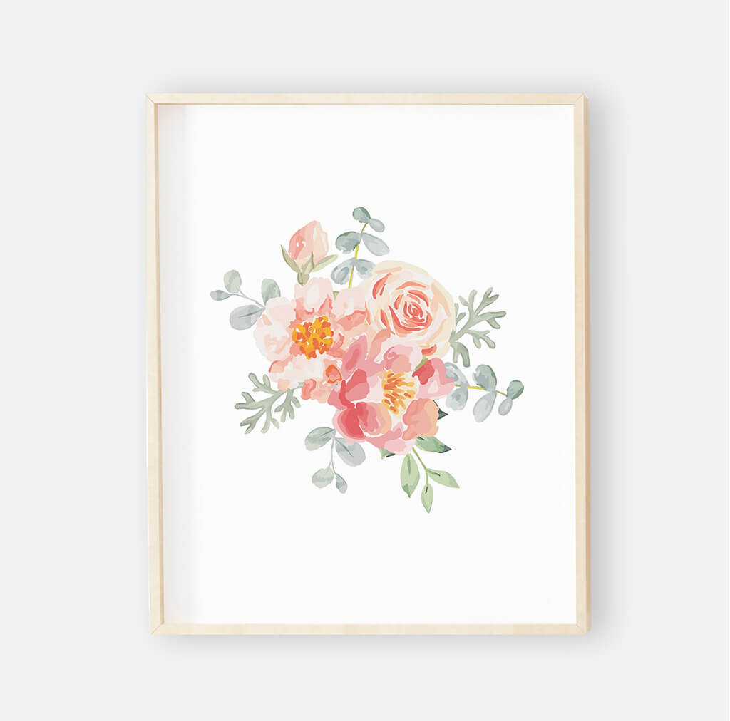Ella's Dusty Rose Floral Digital Nursery Art Bundle