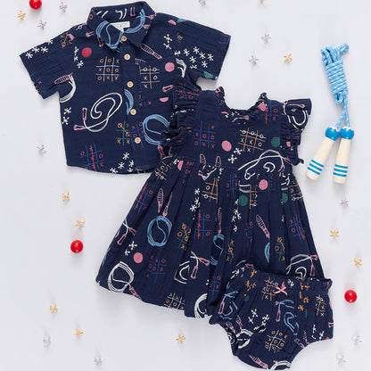 Baby Girls Jennifer Dress Set - Tic Tac Toe