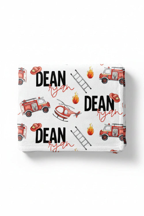 Firetrucks Personalized Toddler Blanket