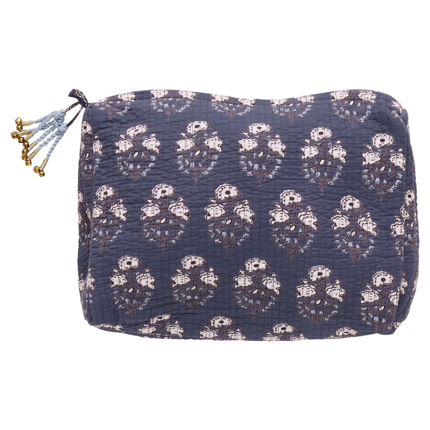 Large Quilted Pouch - Navy Strawflower