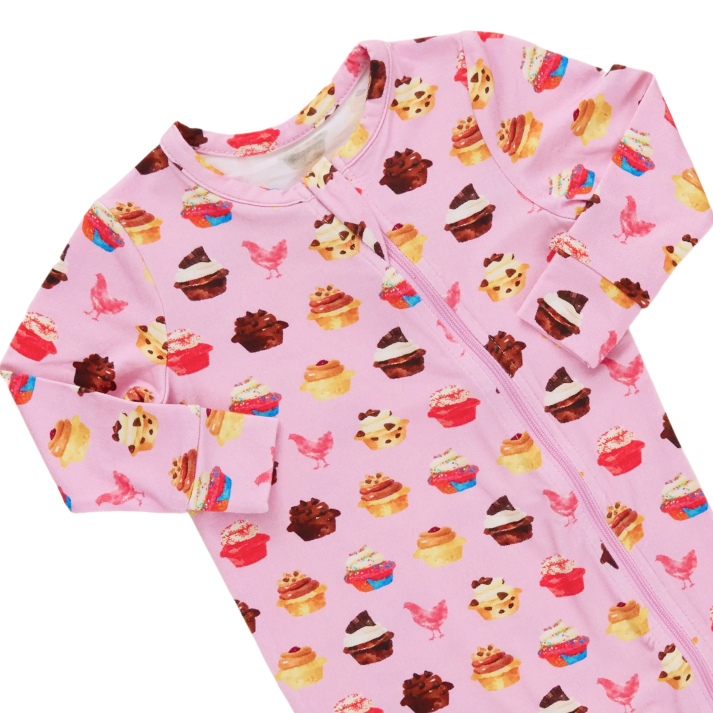 Baby Bamboo Romper - Pink Cupcakes