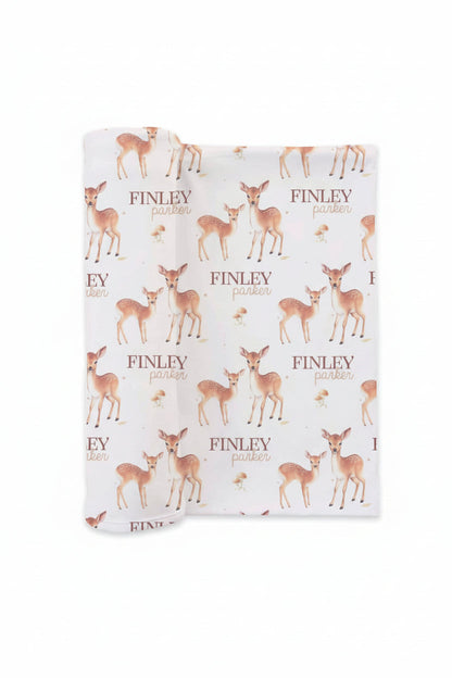 Friendly Fawns Personalized Swaddle Blanket