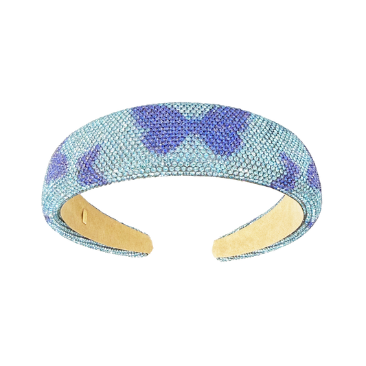 Crystalized Butterfly Headband - Blue
