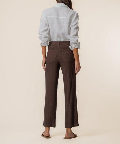 Topaz Linen Wide Leg in Chocolate
