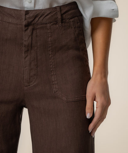 Topaz Linen Wide Leg in Chocolate