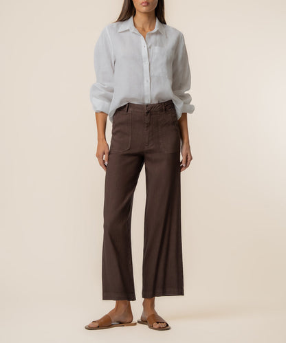 Topaz Linen Wide Leg in Chocolate