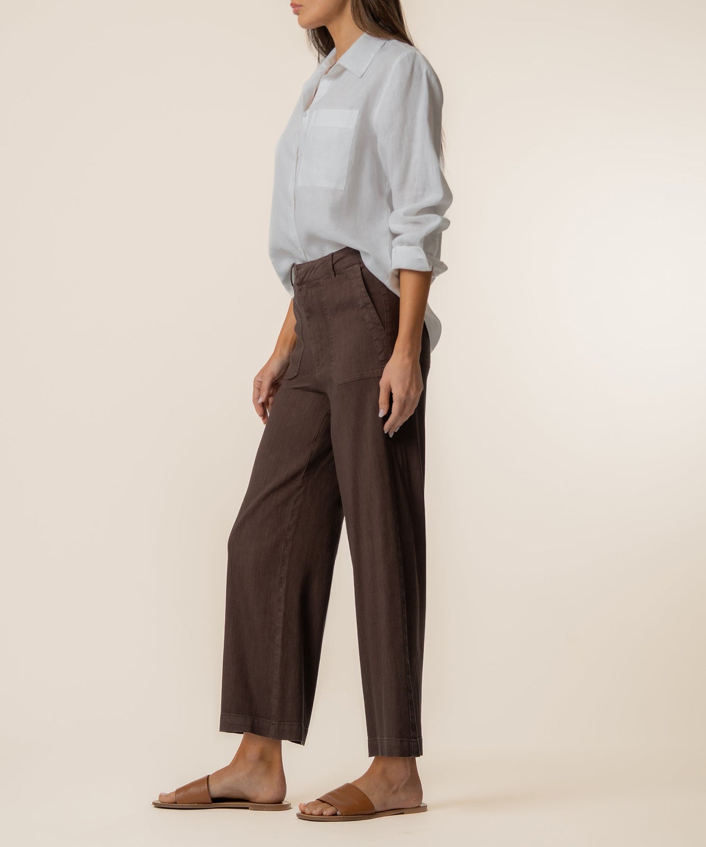 Topaz Linen Wide Leg in Chocolate