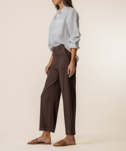 Topaz Linen Wide Leg in Chocolate