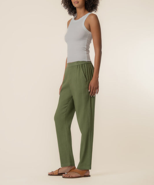Rosalie Linen Tapered Pant in Dill