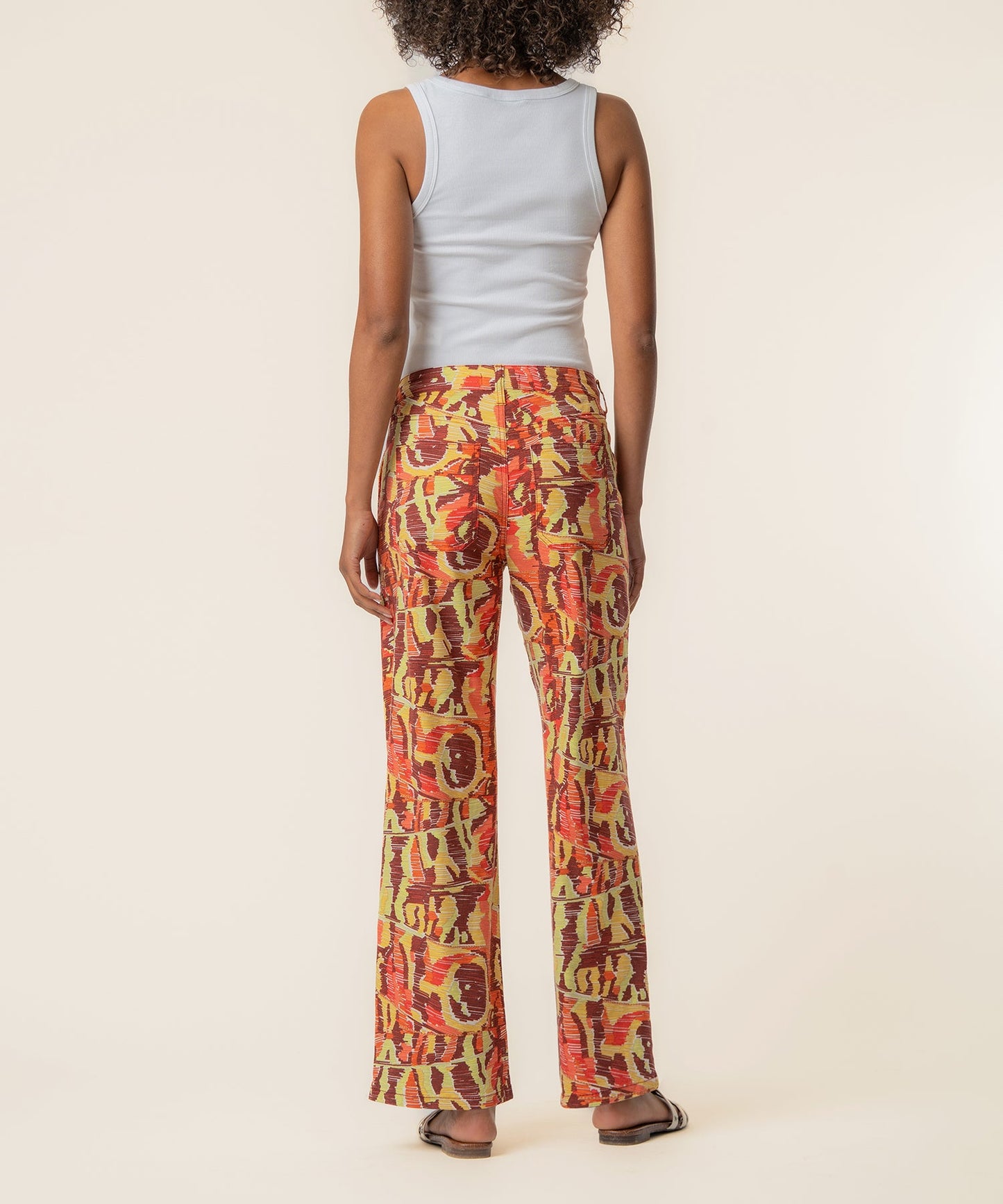 Colette Linen High Waist Straight Leg, Exclusive in Wine/Yellow
