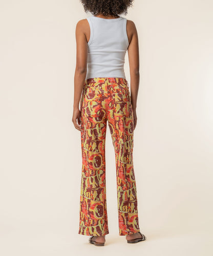 Colette Linen High Waist Straight Leg, Exclusive in Wine/Yellow