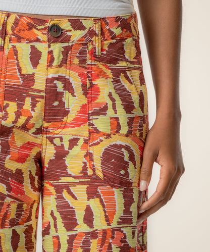 Colette Linen High Waist Straight Leg, Exclusive in Wine/Yellow