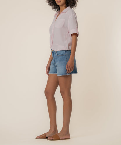 Rebel Linen Knot Front Shirt in Princess