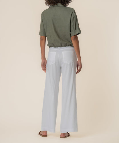 Rebel Linen Knot Front Shirt in Seaweed