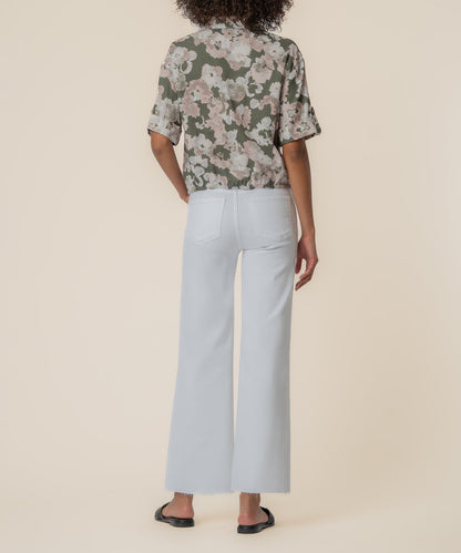 Rebel Linen Knot Front Shirt in Andalusia Seaweed/Khaki
