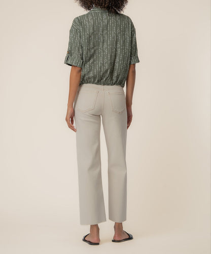 Rebel Linen Knot Front Shirt in Inca Seaweed
