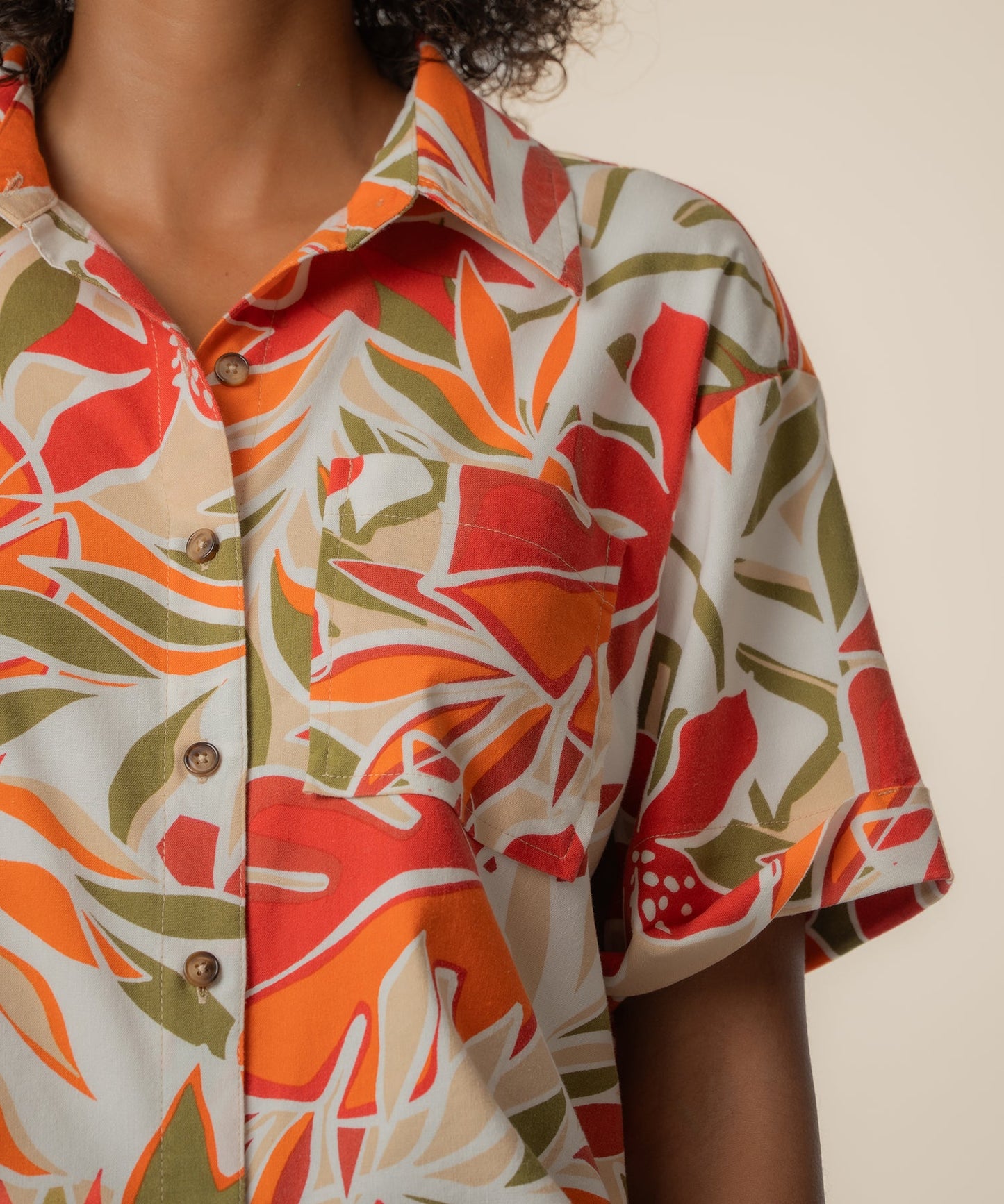 Aida Linen Top in Red/Orange