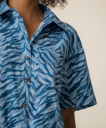 Aida Linen Top in Wolverhampton Navy