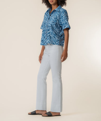 Aida Linen Top in Wolverhampton Navy