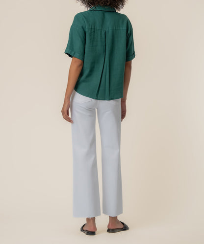 Brianna Linen Boxy Shirt in Jungle