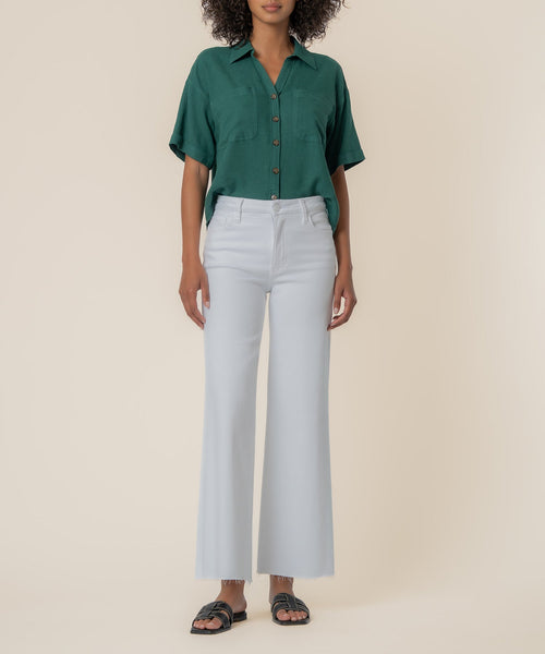 Brianna Linen Boxy Shirt in Jungle