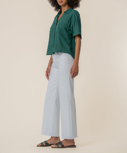 Brianna Linen Boxy Shirt in Jungle