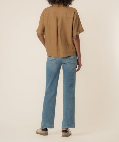 Brianna Linen Boxy Shirt in Wood