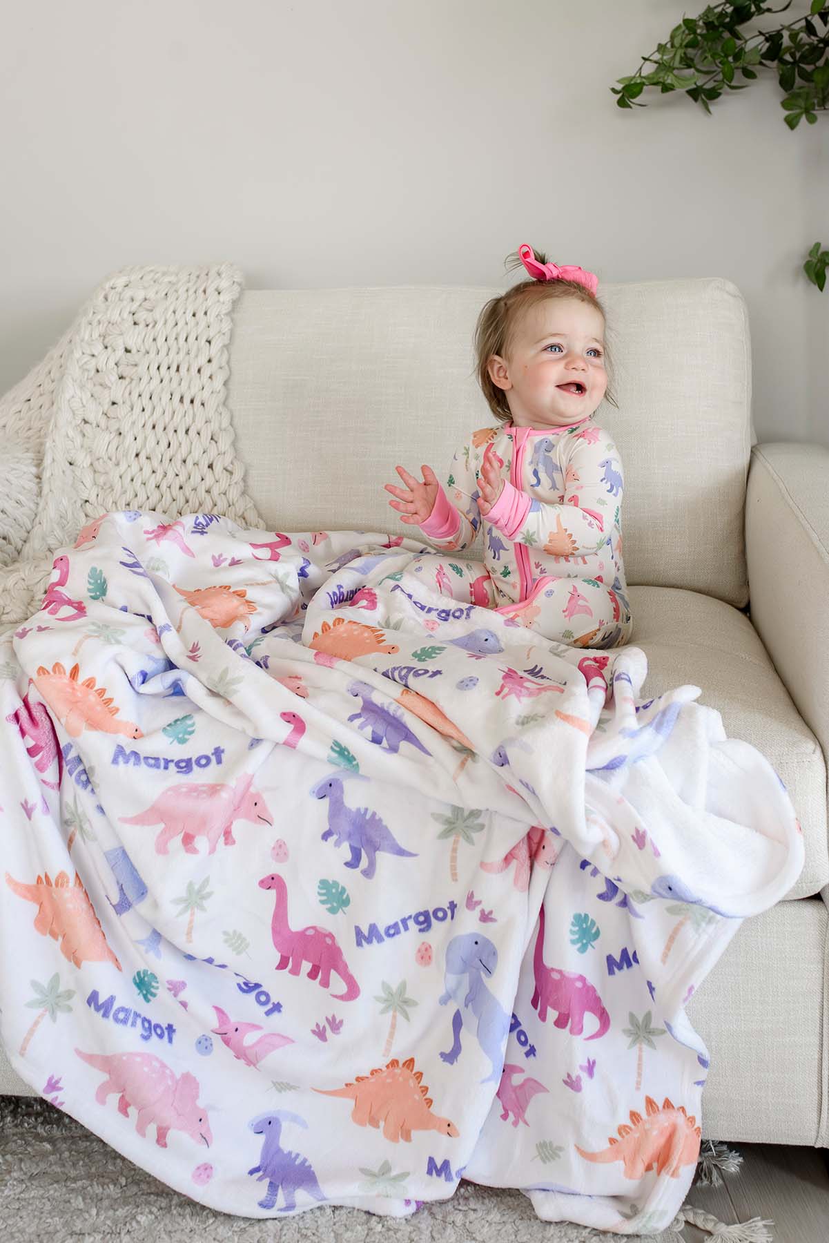 Personalized Kids Blanket | Little Fossil Pink