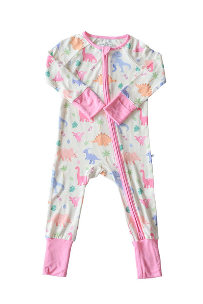 Convertible Bamboo Zip Romper | Little Fossil Pink