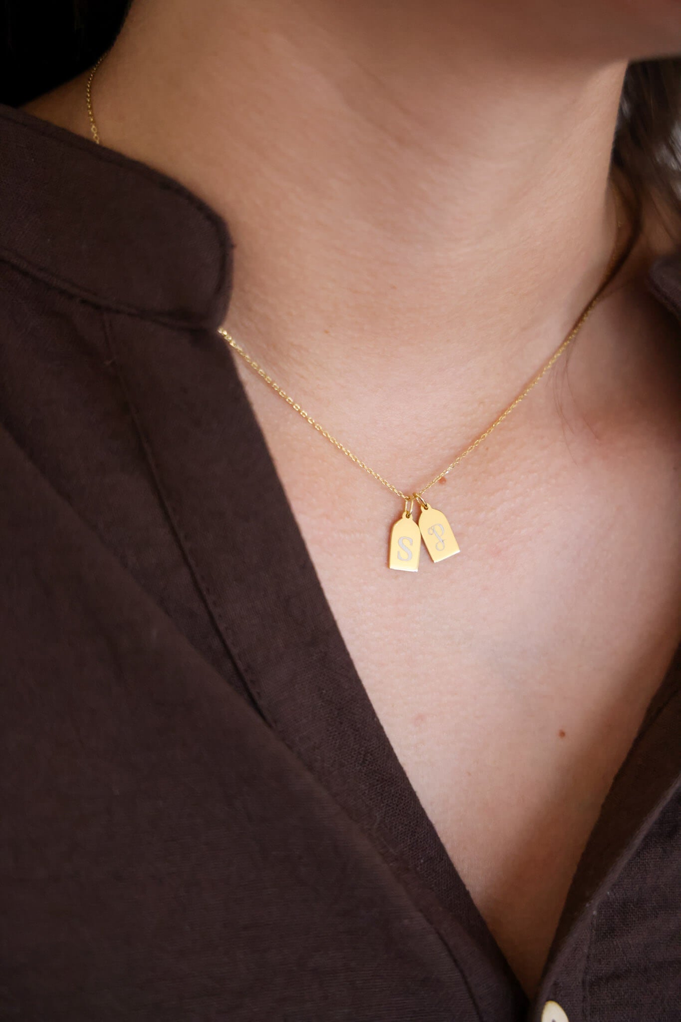 Engraved Tag Charm Necklace