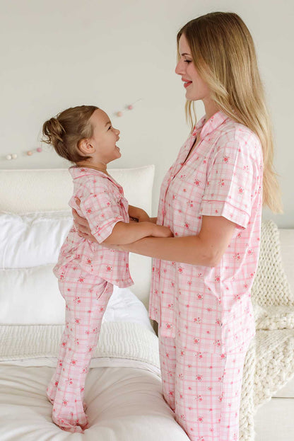Girls' Two Piece Bamboo Flare Lounge Set | Primrose Plaid