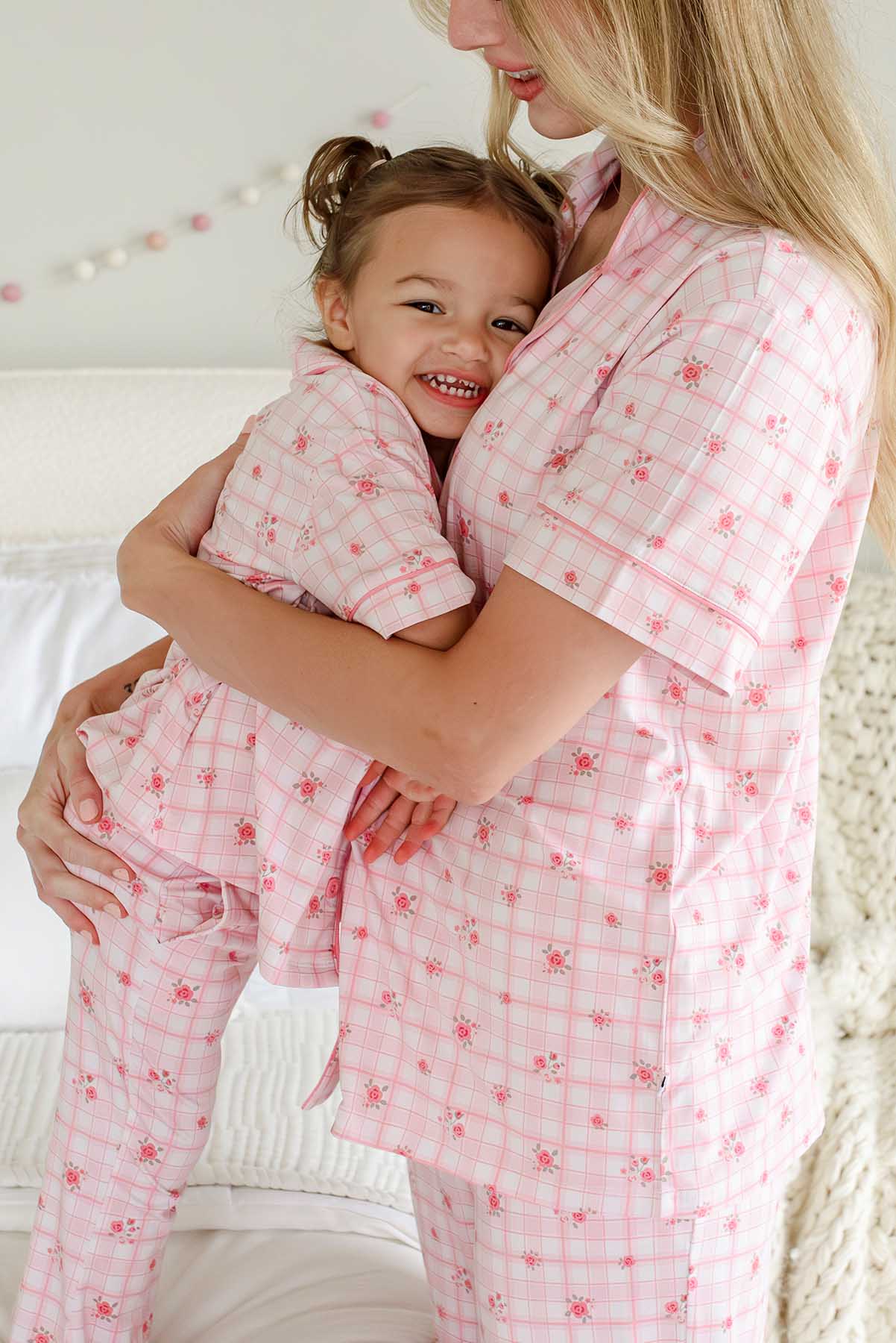 Girls' Two Piece Bamboo Flare Lounge Set | Primrose Plaid