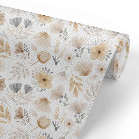 Navie's Neutral Floral Removable Wallpaper