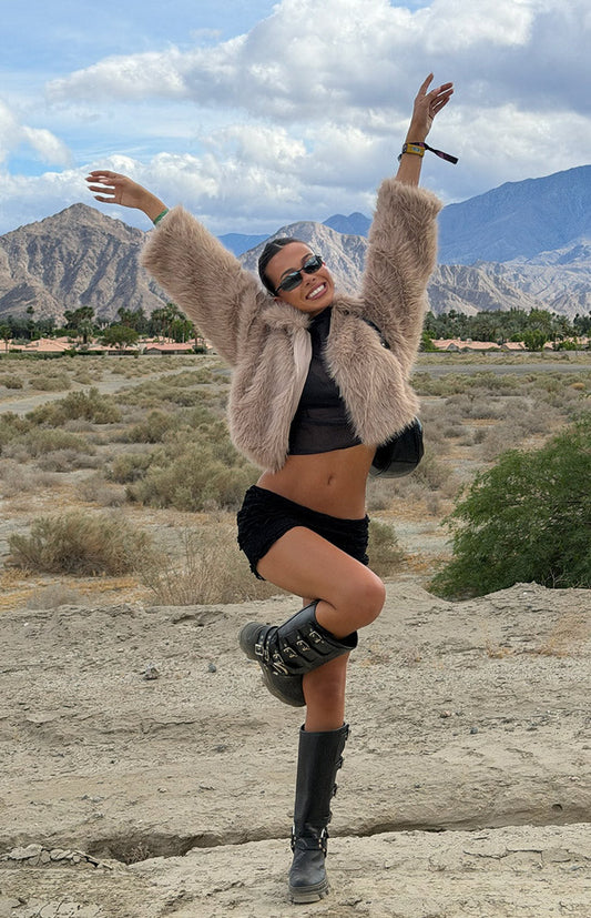 Nero Light Brown Faux Fur Jacket