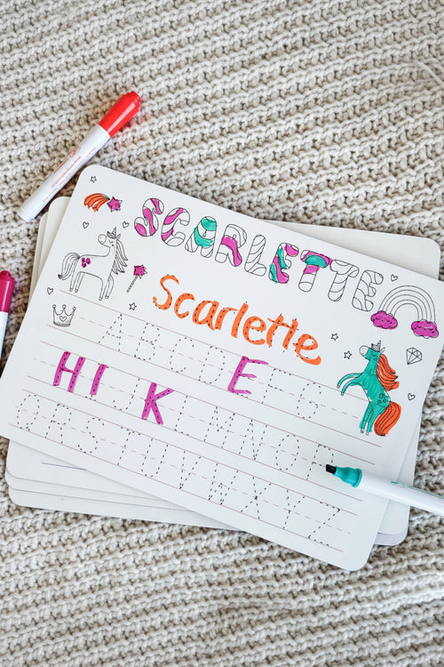 Kids Personalized Whiteboard | Enchanted Unicorns