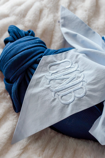 Personalized Newborn Bow Sash | Light Dusty Blue