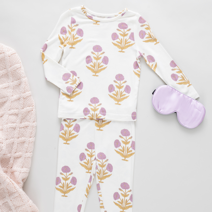 Kids Bamboo PJ Set - Lavender Dandelion
