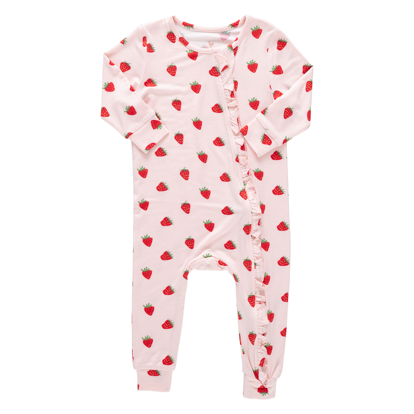 Baby Ruffle Bamboo Romper - Strawberries